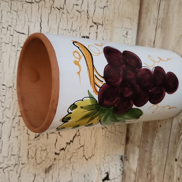 Pier 1 Terra Cotta Utensil Vase and Olive Oil Glass Dispenser--Set of 2 - Picture 2 of 10